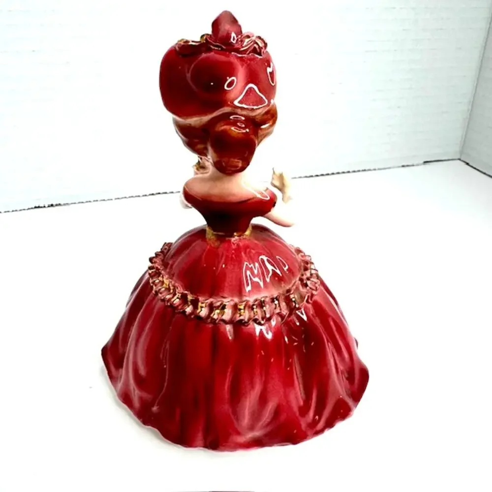 Vintage Arnart Japan Lady Figurine 7616 Red Dress Cherchez La Femme 1950s